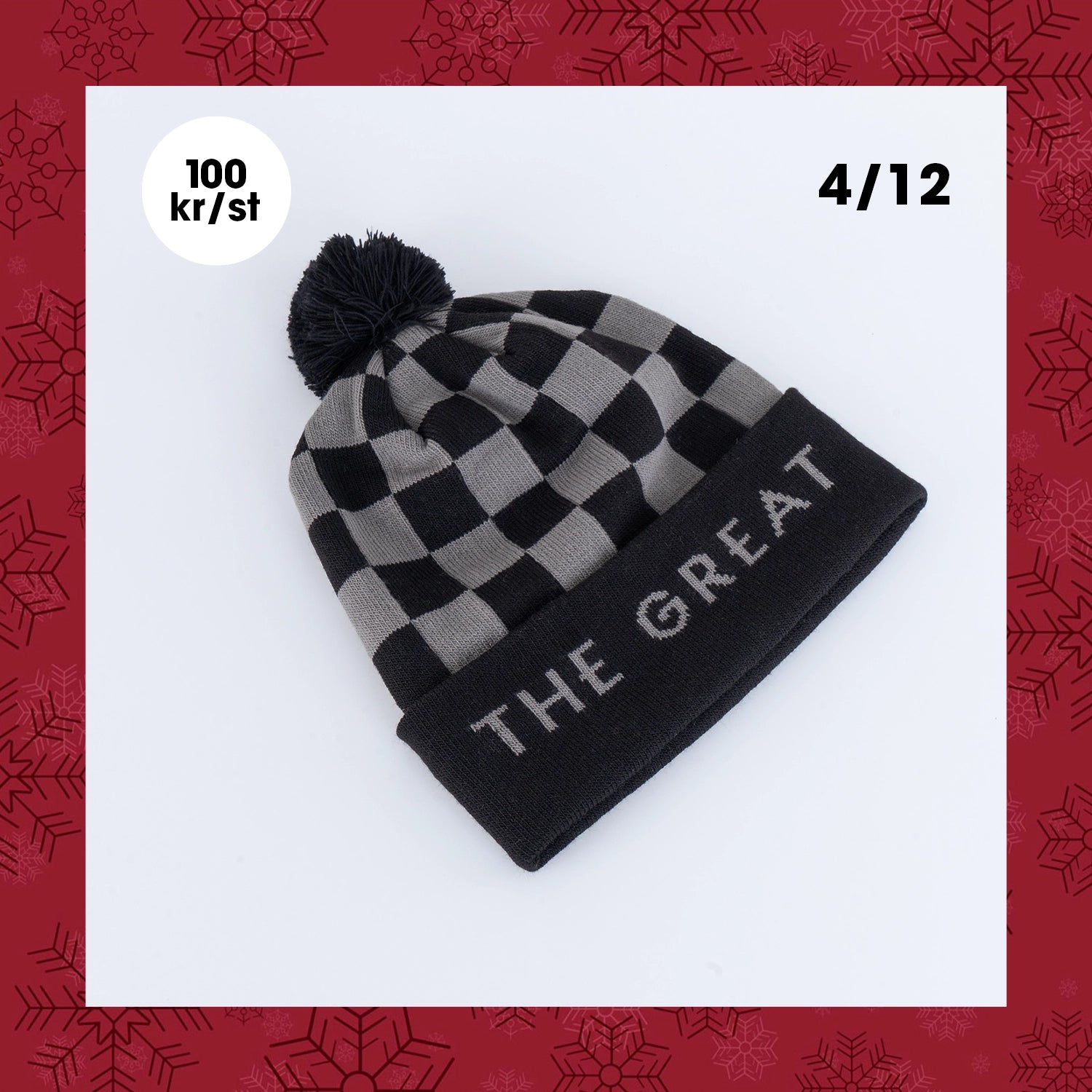 RETRO POM POM BEANIE - BLACK/GREY