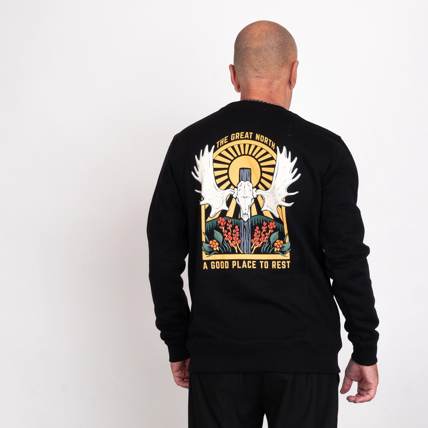 ÄLGHORN CREWNECK - BLACK