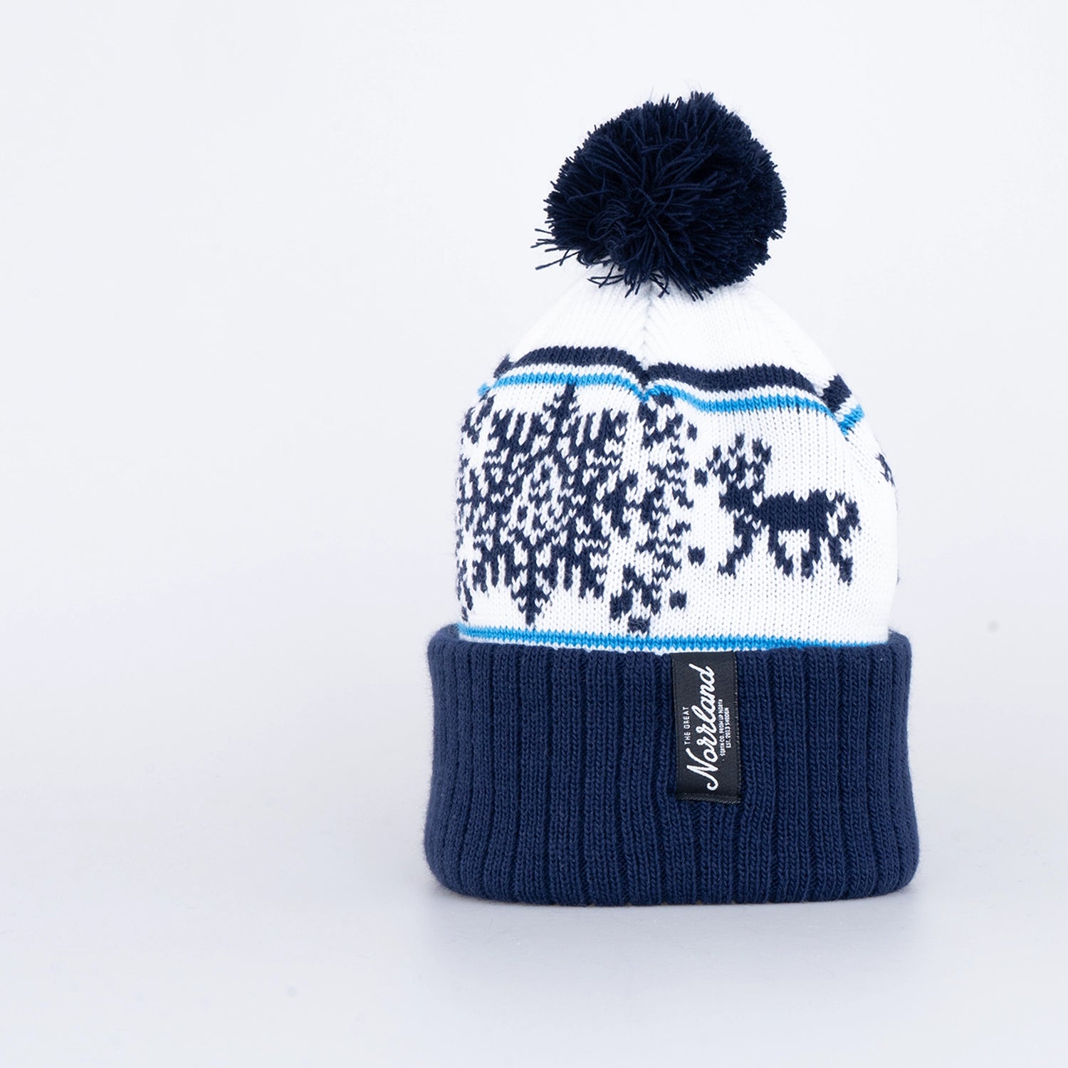 SNOWFLAKE POM POM BEANIE - WHITE