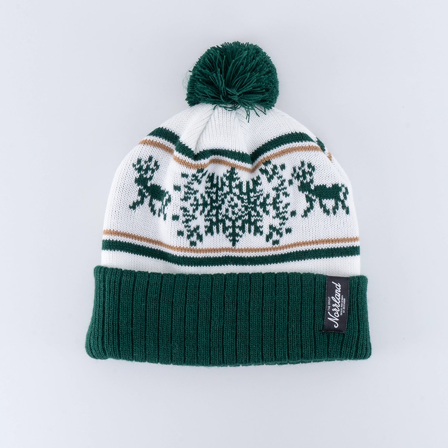 SNOWFLAKE POM POM BEANIE - HUNTER GREEN