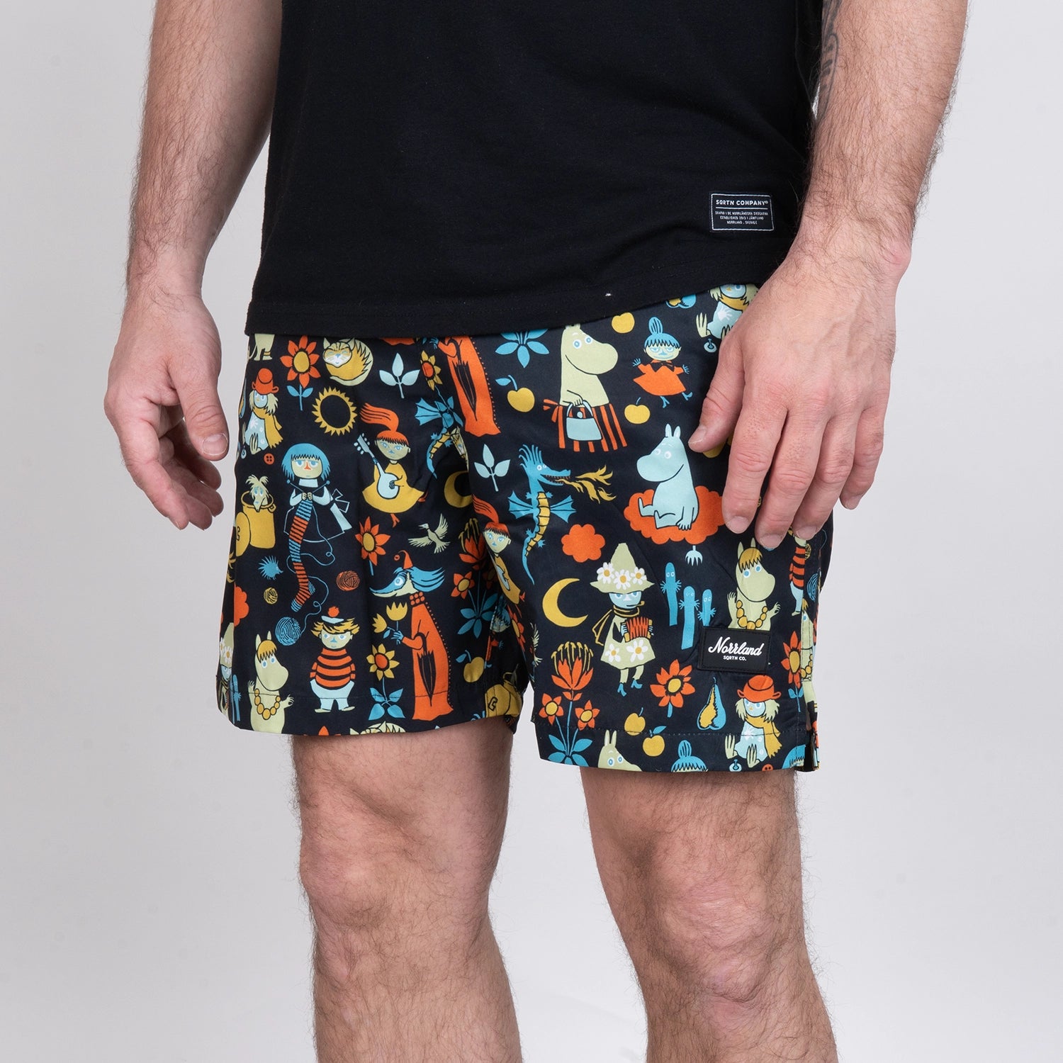 TGN SCRIPT SWIMSHORTS - MUMIN RETRO BLACK