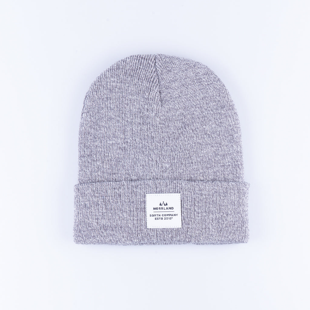 WOOD PATCH BEANIE - LIGHT HEATHER