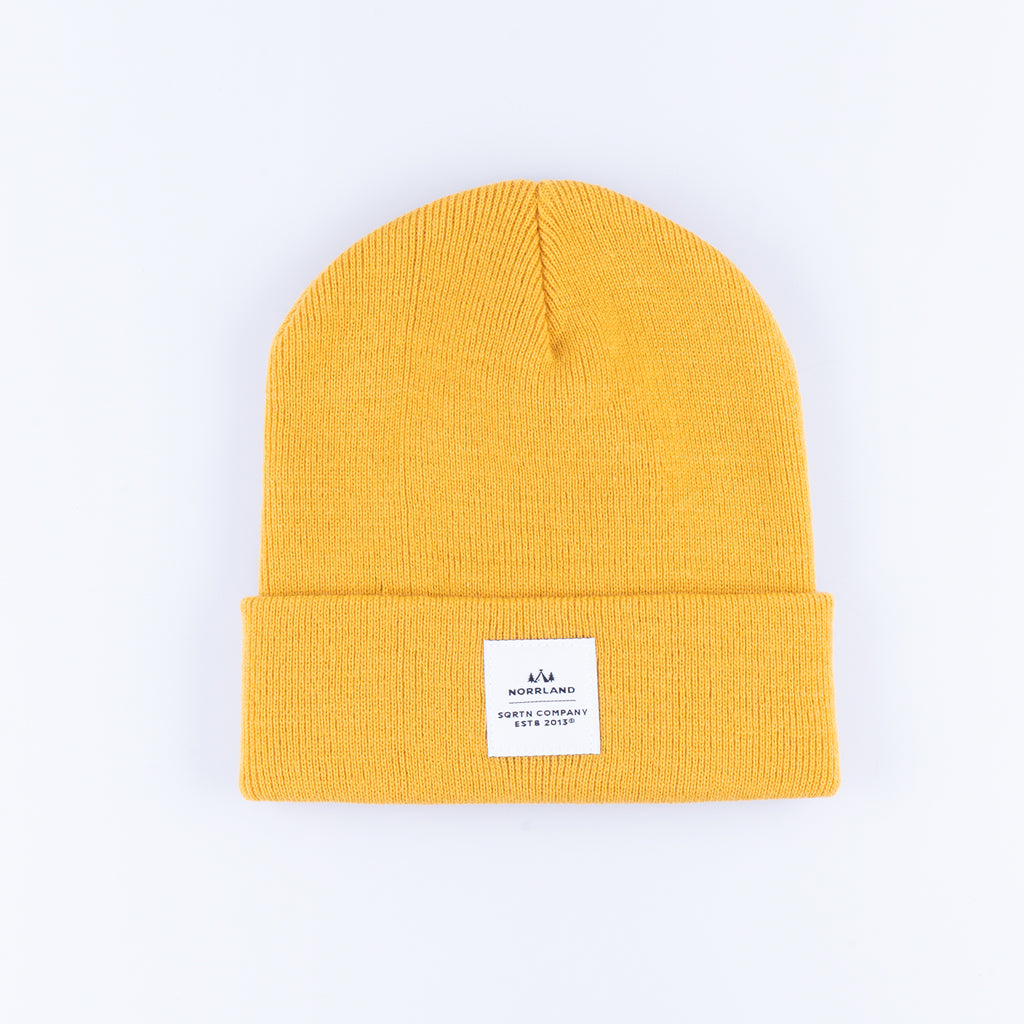 WOOD PATCH BEANIE - MUSTARD