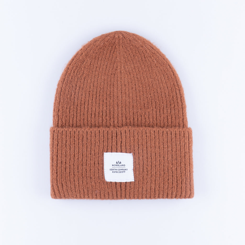 WOOD RAW BEANIE - BROWN