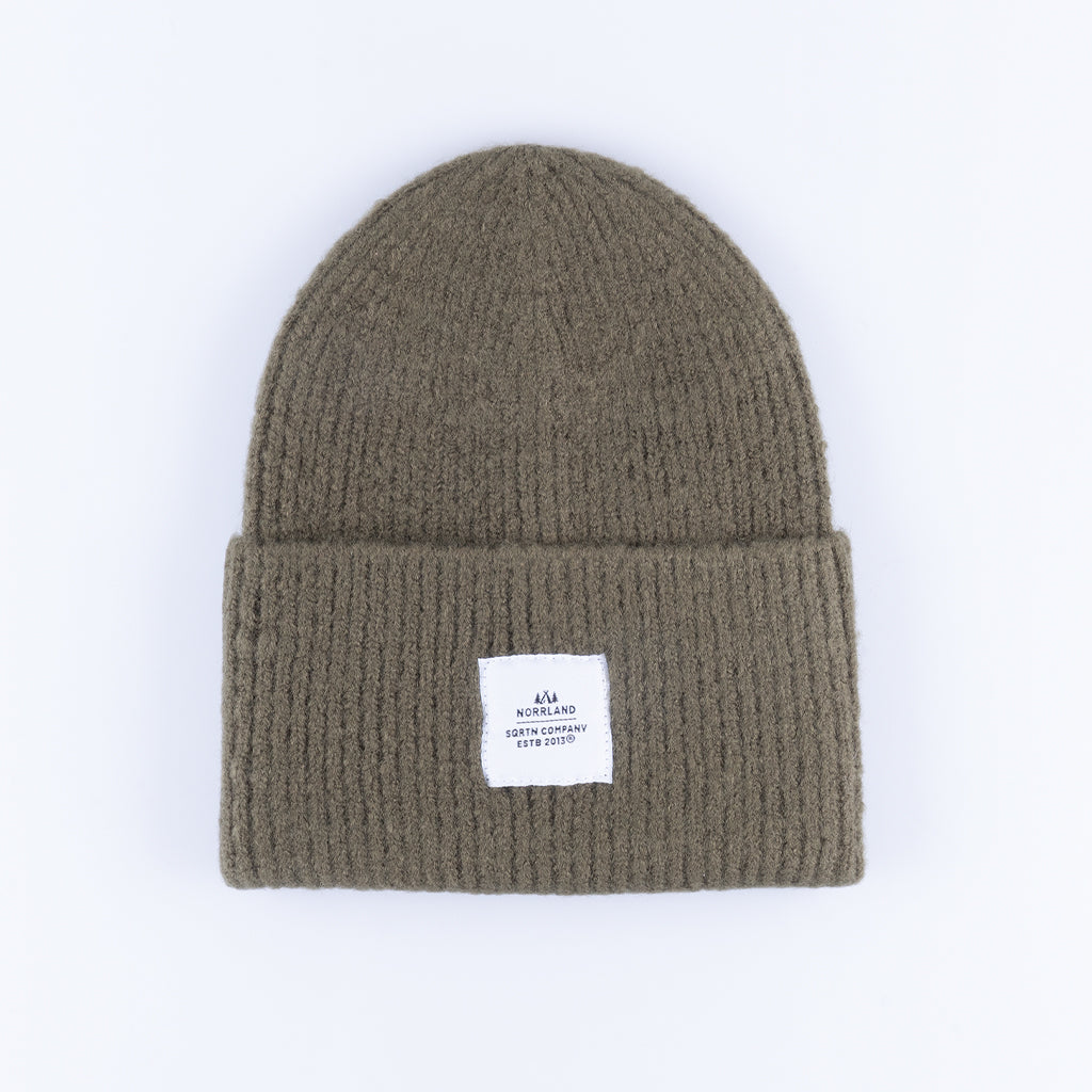 WOOD RAW BEANIE - OLIVE