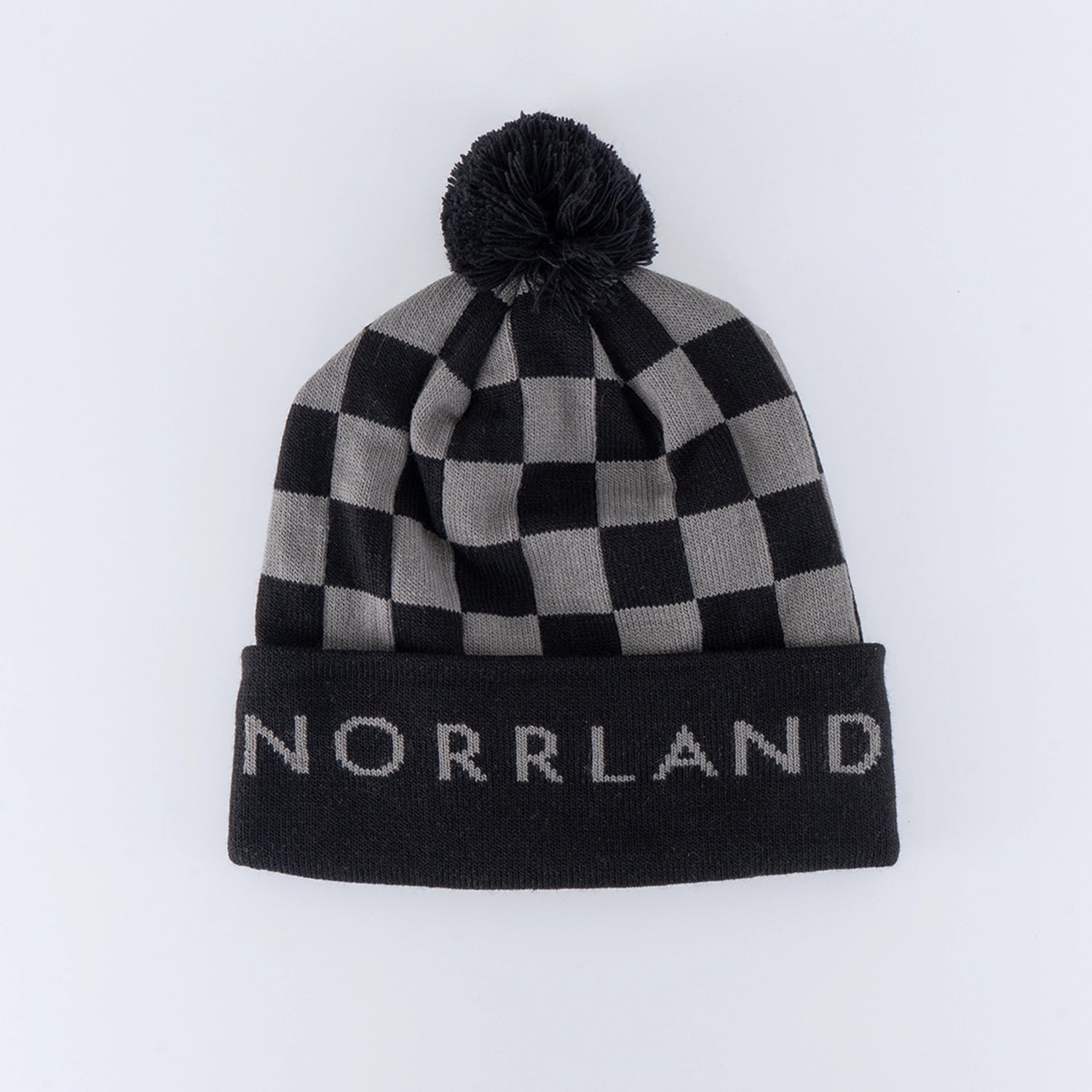 RETRO POM POM BEANIE - BLACK/GREY