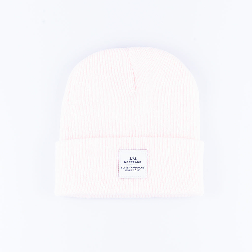 WOOD PATCH BEANIE - PASTEL PINK